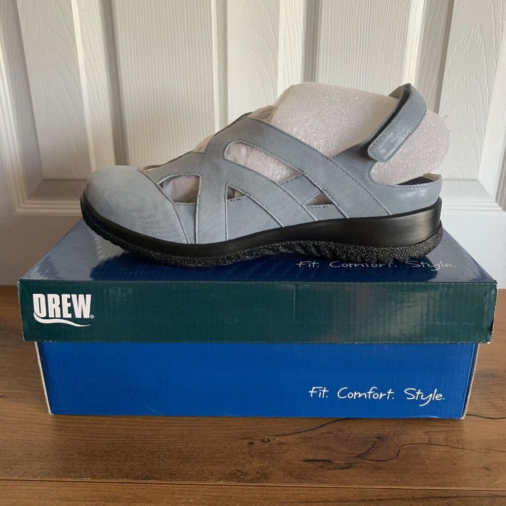 DREW Smiles 10M Women's Sandal Blue‎ Microdot with Box